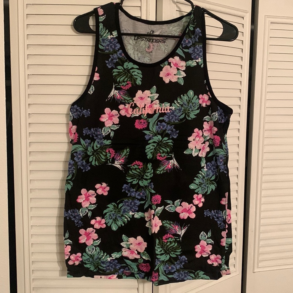 Black floral tank top